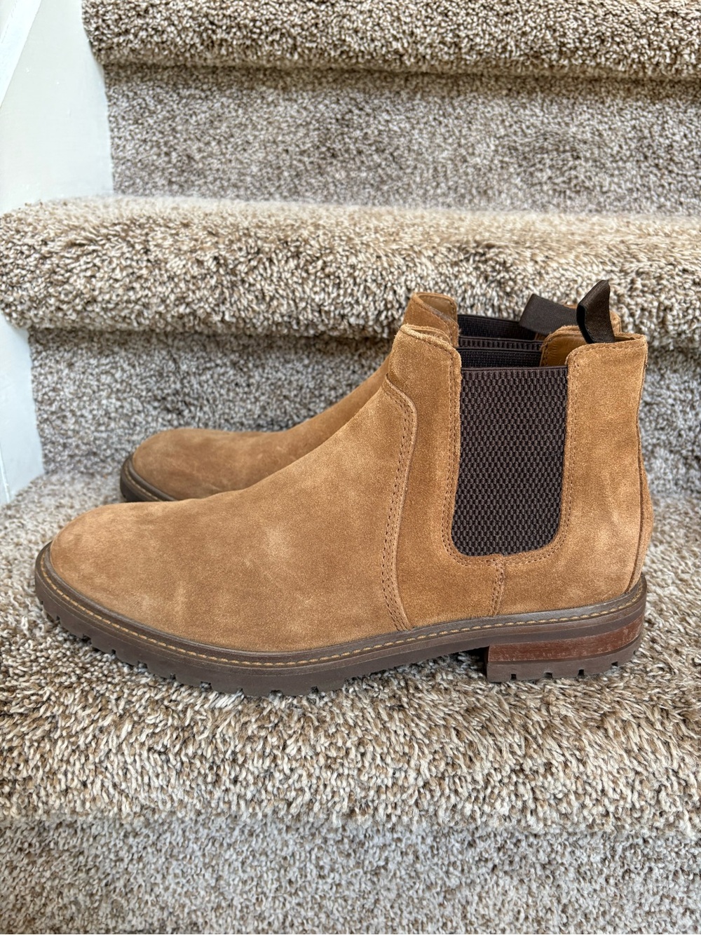 Johnston & Murphy Trufoam Men's Brown Chelsea Suede Ankle Boots -
